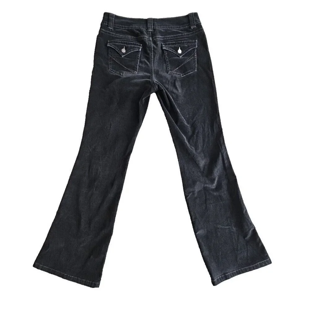 Sonoma Corduroy Pants Women's 10 Average (34x32) Black Boot Cut Brown Flap‎ Pkt